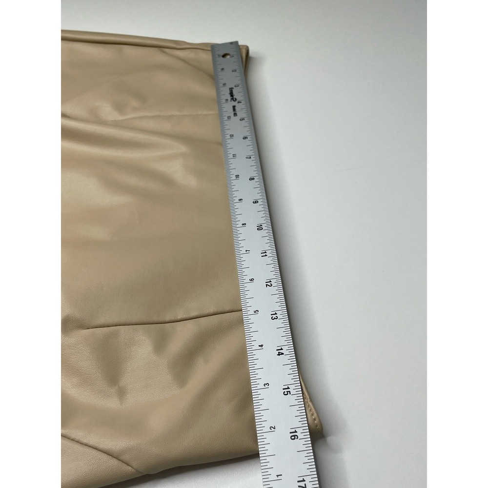 Rewash Tan Faux Leather High Waisted Micro Mini Skirt Side Slit Bratz Rave  L - Picture 10 of 10